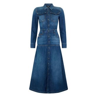 Diesel Shirt Dresses, female, Blue, Size: 2XS Denim Midi Dress