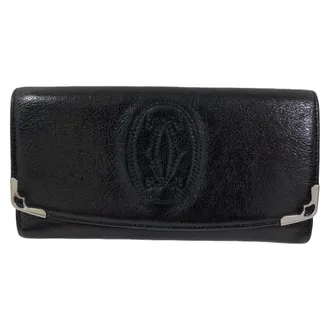 Cartier Black Leather Long Wallet (Bi-Fold) (Pre-Owned)