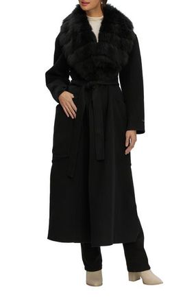 Gorski Double Face Wool And Cashmere Coat, Detachable Genuine Shearling Collar, Belted in Black/black at Nordstrom, Size X-Small