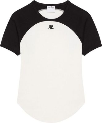 Courrèges BlackWhite Roundneck Logo T-Shirt
