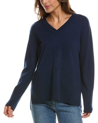 Fort&eacute; Cashmere Hi Low Easy V-Neck 100% Cashmere Sweater