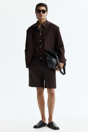 H&M Relaxed Fit Jacket in Dark Brown at Nordstrom, Size 38