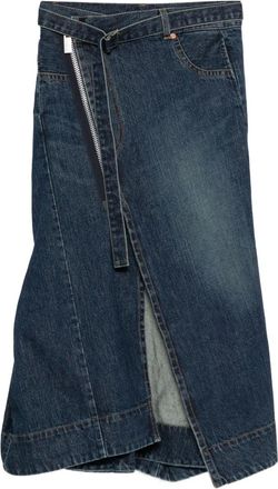 sacai zip-fastening belted skirt - Blue