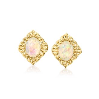 Ross-Simons Opal Marquise-Shaped Earrings in 18kt Gold Over Sterling