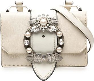 Miu Miu Pre-owned Cross Body Bags, female, White, Size: ONE SIZE Pre-owned Top Handle Embellished Bag
