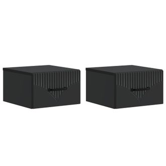 vidaXL Mesita De Noche De Pared 2 Pcs Negro 34,5 X 33 X 20 Cm Vidaxl