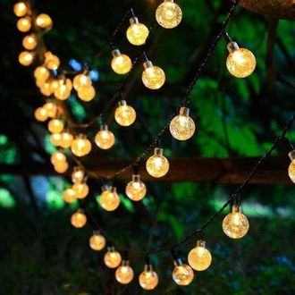 OEM Guirnalda De Luces Solares De 14,5 M - 25 Led Para Jard&iacute;n Y Exteriores - 8 Modos De Iluminaci&oacute;n, Bolas De Cristal Para Camping, Patio, Jard&iacute;n - Decora