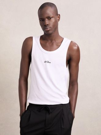 Les Deux Les White Les Cotton Logo-embroidered Vest, XL