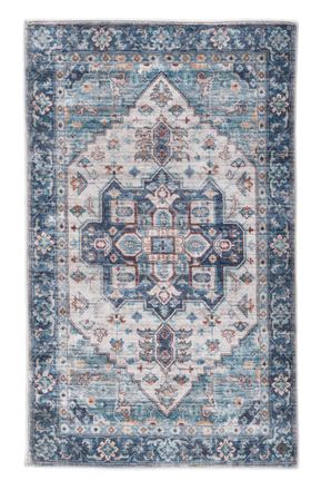 Tom Tailor Alfombra de ba&ntilde;o vintage impresa a m&aacute;quina turquesa 70x120 cm