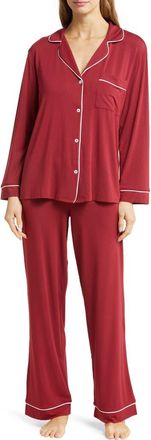 Eberjey Gisele Long Pajamas in Sangria/ivory at Nordstrom, Size Large