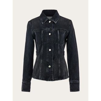 Ferragamo WomenS Black Cotton Denim Jacket, Size 42