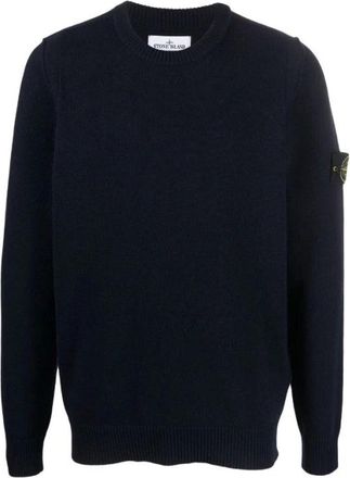 Stone Island Truien & Vesten, Heren, Blauw, M, Wol, Blauwe Crewneck Gebreid