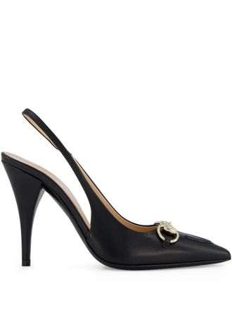 Gucci 105mm horsebit slingback leather pumps - 1000