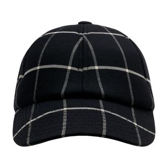 Courr&egrave;ges Womens 226tct048wo0171-9901 Checked Cotton Baseball Cap Black