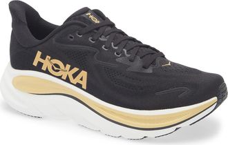 Hoka One One Clifton 10 Running Shoe in Black /Gold at Nordstrom, Size 11.5