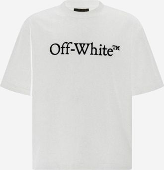 Off-white T-Shirt aus cremefarbener Baumwolle mit Logo