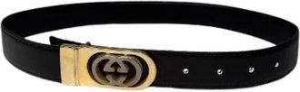 Gucci Pre-owned GG Logo Riem - Dames - Vintage Accessoires - Zwart - ONE Size - Leer - Vintage