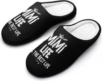 Generic Mimi Life Is The Best Life Slippers Men Winter Warm Cotton Anti-Slip Indoor Slip-Ons House Shoes