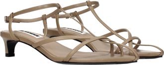 Jil Sander Leather T-Strap Sandals - Beige