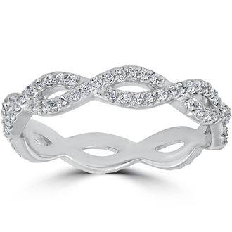 Pompeii3 3/8 cttw Diamond Infinity Eternity Wedding Ring Stackable Band 14k White Gold