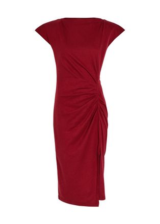Isabel Marant Nadeline Ruched Cotton Midi Dress - Burgundy - 38 (UK10 / S)