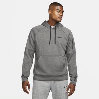 Nike Mens Nike Therma Therma-FIT Hooded Fitness Pullover in Grey | DQ4834-071