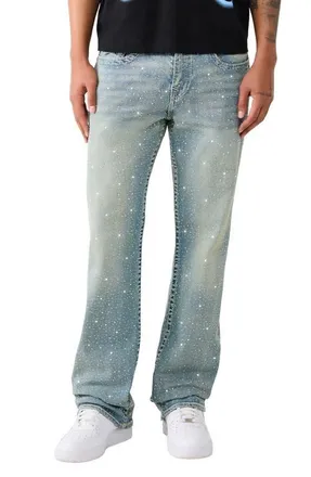 True Religion Billy Big T Flap Rhinestone Bootcut Jeans in Golden Surf Lt Wash at Nordstrom, Size 36