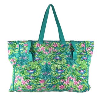 Herm&egrave;s Green Canvas Handbag Tote Bag (Pre-Owned)
