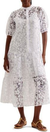 Ted Baker Claarey Floral Motif Midi Dress in White at Nordstrom Rack, Size 2
