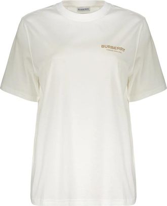 Burberry Katoenen T-shirt - Dames - T-shirts - Wit - L - Katoen - Tops