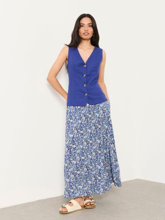 Fat Face FatFace Sadie Blue Ditsy Garden Midi Skirt