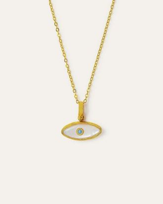 Ottoman Hands Aretha Mother Of Pearl Eye Pendant Necklace in Gold at Nordstrom