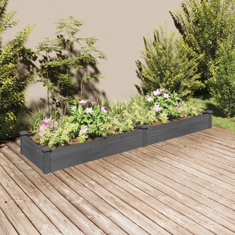 vidaXL Jardinera Arriate Con Forro Madera Abeto Gris 240x60x25 Cm Vidaxl