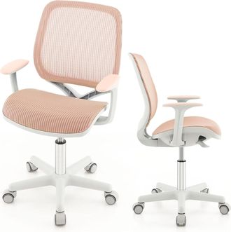Costway Costway - Silla De Escritorio Para Ni&ntilde;os, Silla Infantil Giratoria Para Computadora Con Altura Ajustable, Ruedas Con Freno, Reposabrazos Lisos, Silla 