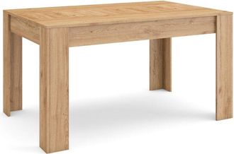 Skraut Home Skraut Home - Mesa Comedor, Mesa Fija Cocina y Salón, 140x90x76 cm, Para 6 comensales, Muebles Comedor, Estilo Moderno, Blanco y roble