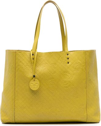 Bottega Veneta Pre-owned Womens Embossed Leather Tote - Mustard - One Size