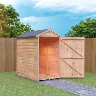 Shires Overlap 3 x 5 Single Door Dip Treated Shed - OSB L161.8xW99xH183.4cm in Brown