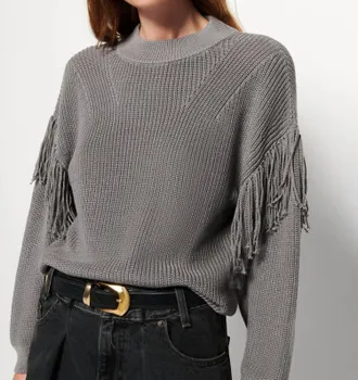 Nation Ltd Carine Fringed Sweater In Smoke