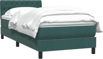 vidaXL Cama Box Spring Con Colch&oacute;n Terciopelo Verde Oscuro 80x220 Cm Vidaxl