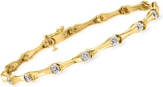 Ross-Simons Diamond Station Bracelet in 18kt Gold Over Sterling