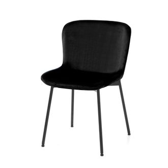 Oresteluchetta Juego 4 sillas microfibra terciopelo negro, estructura negra 80x50x60