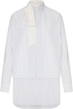 sacai STRIPED SHIRT DRESS WITH INTEGRATED SCARF - Sacai - Woman