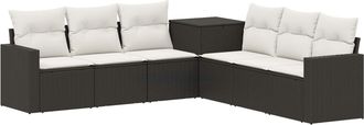 vidaXL Juego De Sof&aacute; 7 Uds. Negro Y Blanco Crema Vidaxl