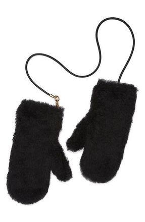 Max Mara Ombrato Teddy Mitts in Black at Nordstrom, Size Medium