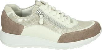 Durea Sportieve Lage Beige Sneakers met Uitneembaar Voetbed - Dames - Sneakers - Veelkleurig - 39 EU - Leer - Schoenen