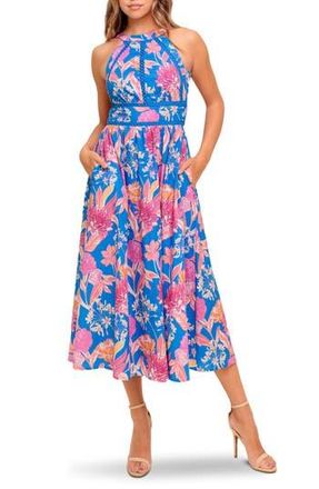 Flying Tomato Halter Midi Dress in Blue Pink at Nordstrom Rack, Size Large
