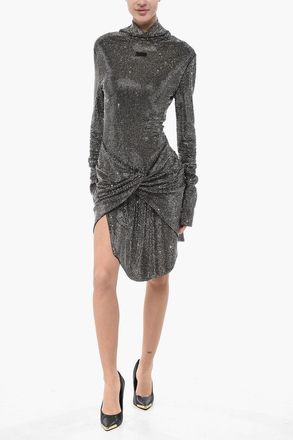 Off-white Minidress TWIST con Strass All-Over Off-White