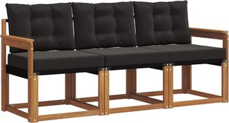 vidaXL Conjunto De Sof&aacute;s De Exterior 3 Uds. Natural Y Negro Vidaxl