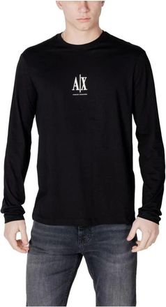 A|X Armani Exchange Long Sleeve Tops, male, Black, Size: 2XS Long Sleeve Crew Neck T-Shirt with Logo