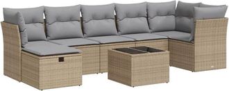 vidaXL Vidaxl - Set De Sof&aacute;s De Jard&iacute;n Y Cojines 8 Piezas Rat&aacute;n Sint&eacute;tico Beige
